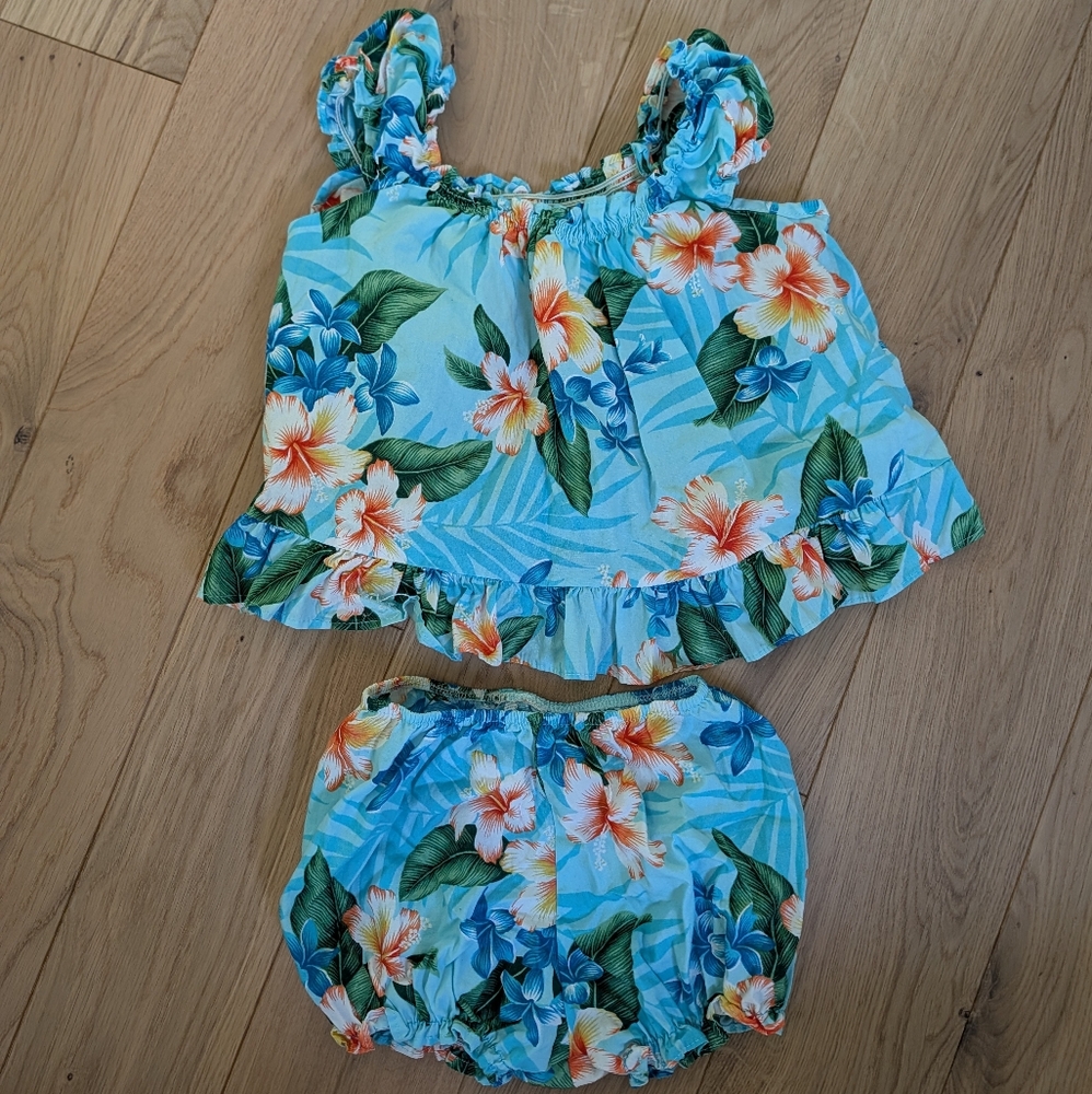 SOLD Hawaiian Tropical Print Baby Outfit